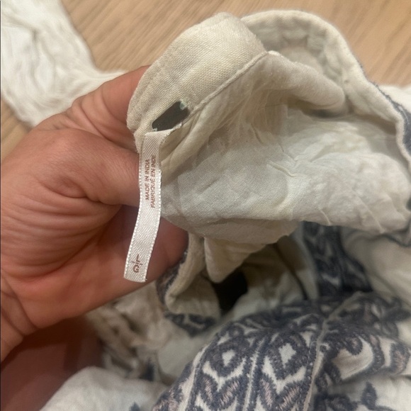 FREE PEOPLE Peasant Hearts in Heaven Embroidered Mini Dress Ivory Gray L - Picture 4 of 6